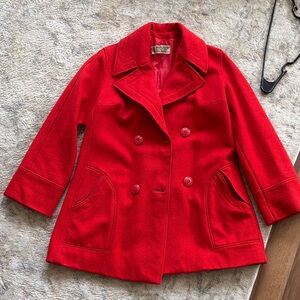 Vibrant Red Double-Breasted Coat